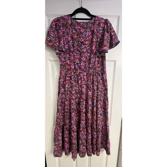 NWT J. Crew Women 8 Flutter Sleeve Tiered Midi Dress Floral Whimsical Cottage - Picture 4 of 13